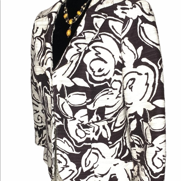 Talbots 3/4 Sleeve Cropped Jacket 6 P Linen Blend Textured Cream Floral Print - Picture 13 of 15